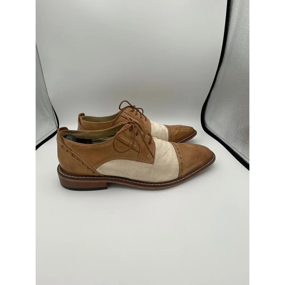 Giorgio Brutini Men's 250504 Oxford Dress Shoes Tan & Canvas Cap Toe Size 10M‎